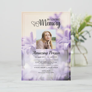 Roxo Ordem Funeral de Serviço Convite