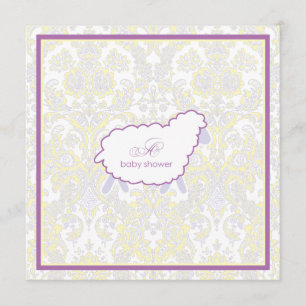 Roxo pequeno do convite   do chá de fraldas do