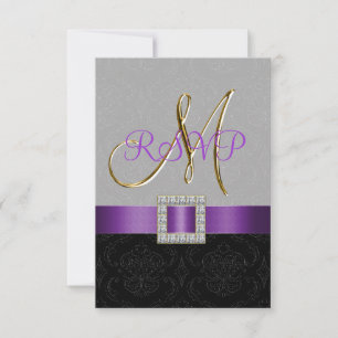 Roxo Preto Cinza Damasco Dourado Carta de Resposta
