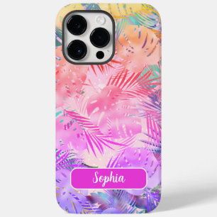 Roxo Rosa Dourado Verde Água Folhas Tropicais, Nom