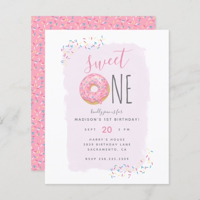 Roxo | Rosquinha orçamental primeiro aniversario d (Frente/Verso)