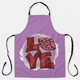 Roxo Roxo Lábios Leppard Cozinha Apron