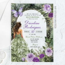 Roxo Sage Verde Floresta Caprichosa Quinceanera