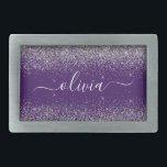 Roxo Silver Glitter Girly Glam Monograma<br><div class="desc">Frasco do Monograma do Nome do Script Glitter do Espelho Roxo e Silver Sparkle. Isso faz a formatura perfeita, doce 16 16, 18, 21rua, 40, 50, 60, 70, 80, 90, 100 anos, casamento, chá de panela, aniversário, chá de fraldas ou presente de festa de solteira para alguém que ama luxo...</div>