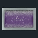 Roxo Silver Glitter Girly Glam Monograma<br><div class="desc">Frasco do Monograma do Nome do Script Glitter do Espelho Roxo e Silver Sparkle. Isso faz a formatura perfeita, doce 16 16, 18, 21rua, 40, 50, 60, 70, 80, 90, 100 anos, casamento, chá de panela, aniversário, chá de fraldas ou presente de festa de solteira para alguém que ama luxo...</div>