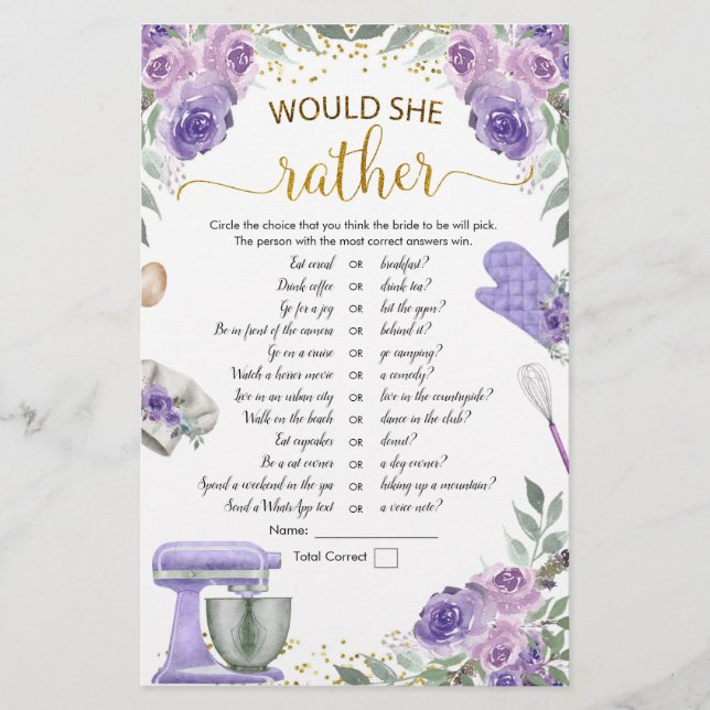 Roxo Stock da Cozinha Ela Preferencialmente Jogo (Frente)