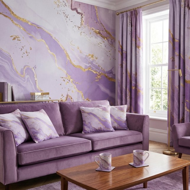 Roxo Suave Splash Dourado Aquarela Elegante (Criador carregado)