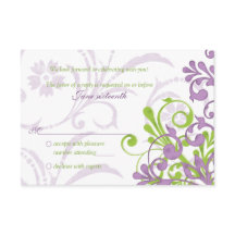 Roxo Verde Branco Floral Abstrato Casamento rsvp