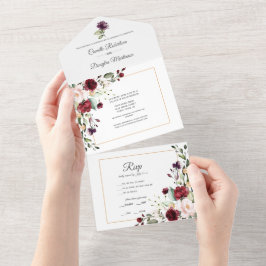 Roxo, Vermelho, Rosa, Dourado Floral |
