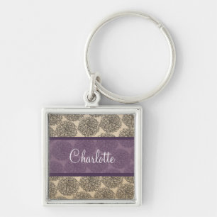 Roxo Vintage Zinnia Premium Chaveiro