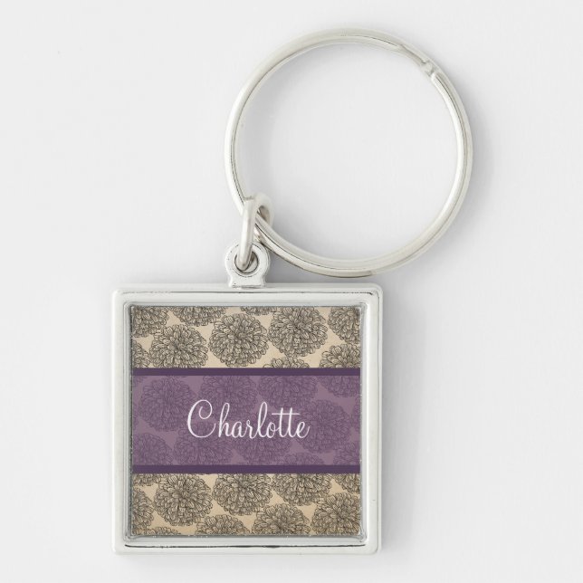 Roxo Vintage Zinnia Premium Chaveiro (Frente)