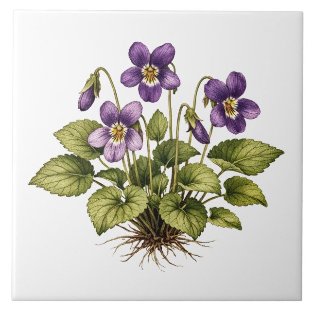 Roxo Violeta Estilo Vintage Botânico  (Frente)