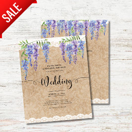 Roxo Wisteria Floral Casamento Rustico Kraft Lace
