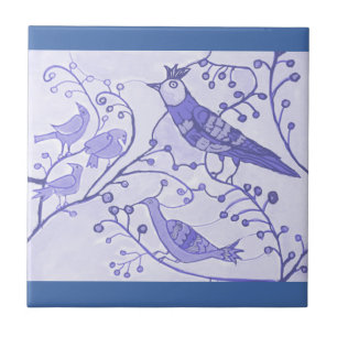 Royal Birds Delft Blue Cerâmica Azulejo 4,25"