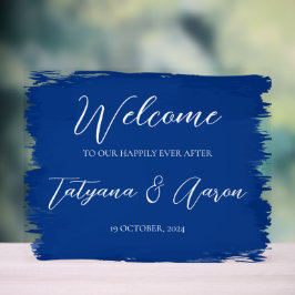 ROYAL BLUE ACRYLIC WELCOMING SGN HORZ