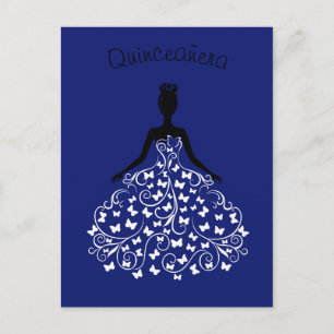 Royal Blue Butterfly Gown Quinceanera Convite
