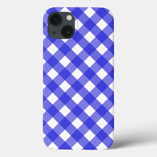 Royal blue gingham Case-Mate iPhone case (Verso)