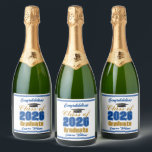 Royal Blue Gold Class of 2026 Graduation Party<br><div class="desc">Customize your own royal blue and gold Class of 2026 university graduate champagne bottle labels for a college graduation party. Cool varsity letters for the year on great custom labels for senior gifts.</div>