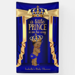Royal Blue Silk Dourado Crown Chá de fraldas Étnic