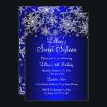 Royal Blue Silver Snowflake Sweet 16 Convite<br><div class="desc">Convite Real Blue Sweet 16 de Aniversário. design de floco de neve de cristal prateado bonito. Notem,  por favor,  que todas as imagens planas não têm joias reais!</div>