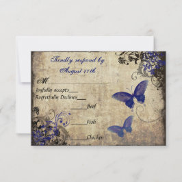 Royal Blue Vintage Butterfly RSVP