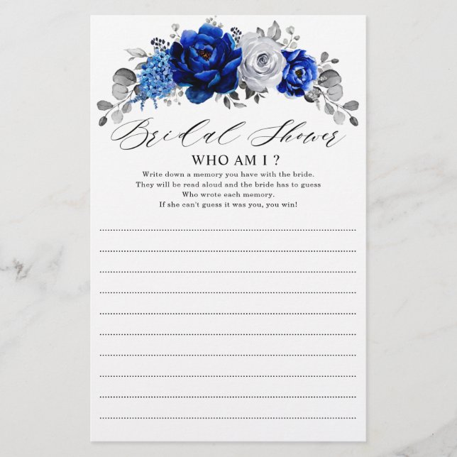 Royal Blue White Silver Floral Que Sou O Jogo (Frente)