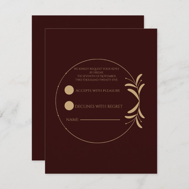 Royal Deep Burgundy Personalized  RSVP Card (Frente/Verso)
