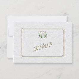 Royal Dourado Crest Lush Greenery Casamento RSVP