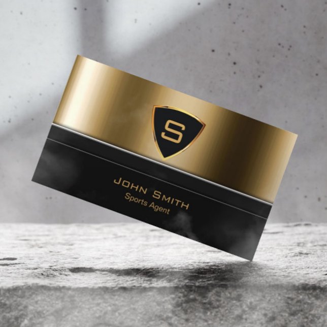 Royal Dourado Shield Sports Agent Cartão de visita (Criador carregado)