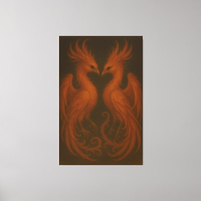Royal Fire Phoenix Pair – Luxury Canvas Art (Frente)