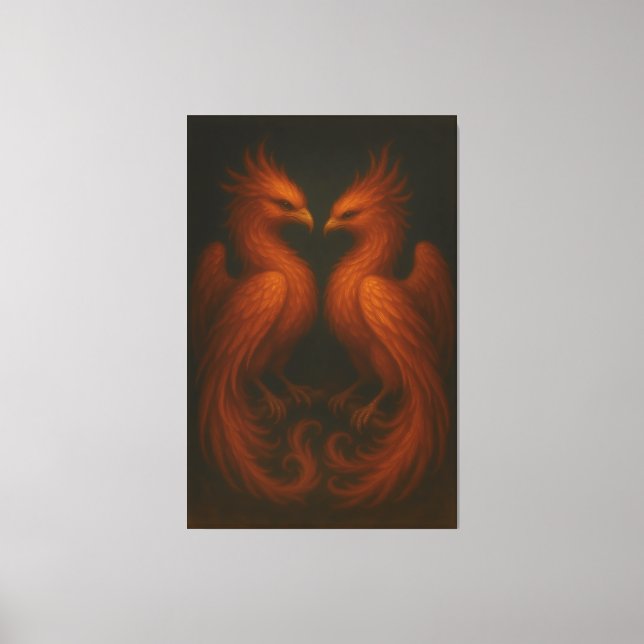 Royal Fire Phoenix Pair – Luxury Canvas Art (Frente)
