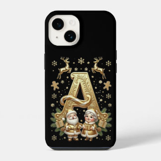 Royal Gold Letter A Luxury Black iPhone 14 Tough 