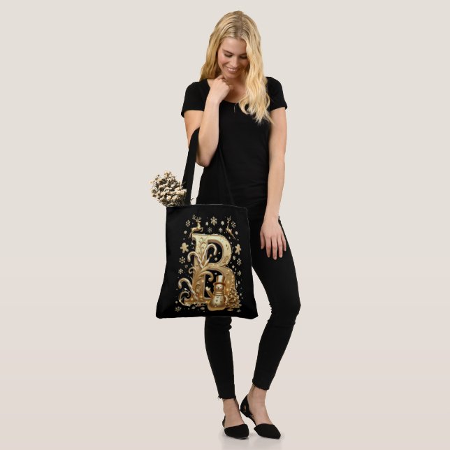 Royal Gold Letter B Luxury Snowman Tote Bag Art (No(a) Modelo)