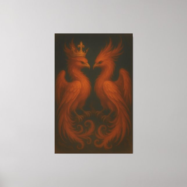 Royal Gold Phoenix Pair · Luxury Fine Art Canvas (Frente)