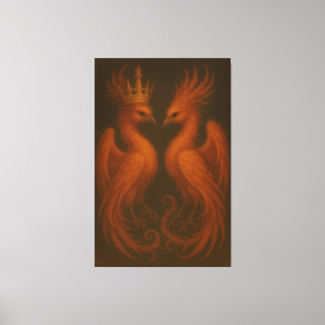 Royal Gold Phoenix Pair · Luxury Fine Art Canvas (Frente)