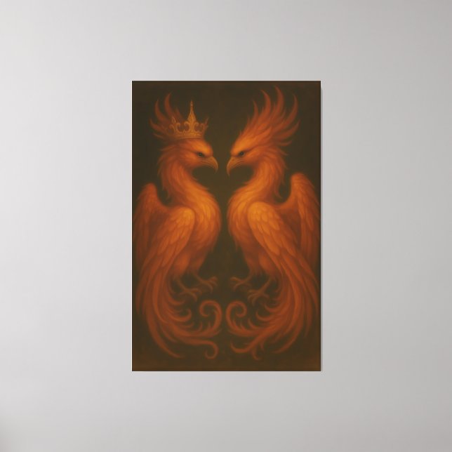 Royal Gold Phoenix Pair · Luxury Fine Art Canvas (Frente)