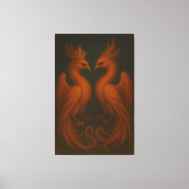 Royal Gold Phoenix Pair · Luxury Fine Art Canvas (Frente)