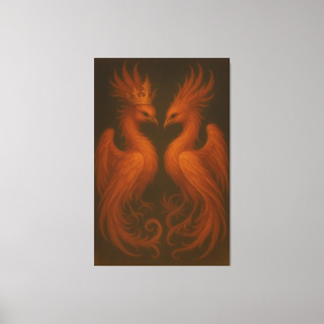 Royal Gold Phoenix Pair · Luxury Fine Art Canvas (Frente)