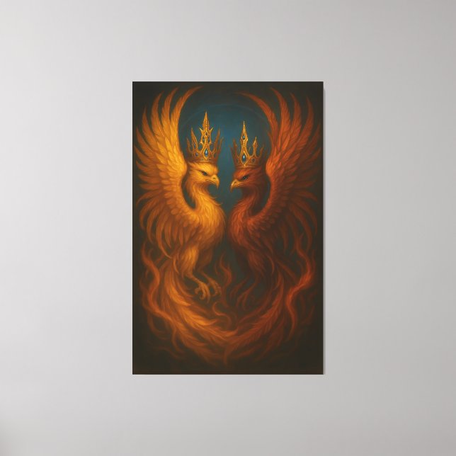 Royal Gold Phoenix Pair · Luxury Fine Art Canvas (Frente)