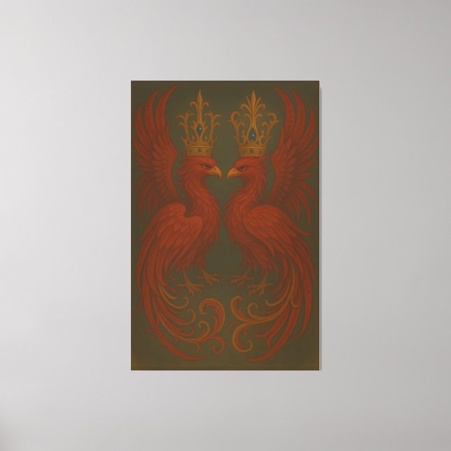 Royal Gold Phoenix Pair · Luxury Fine Art Canvas (Frente)