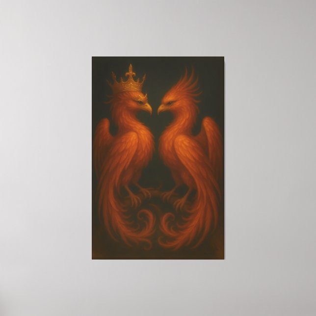 Royal Gold Phoenix Pair · Luxury Fine Art Canvas (Frente)