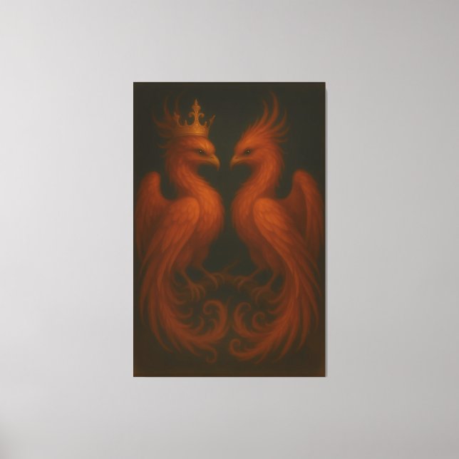 Royal Gold Phoenix Pair · Luxury Fine Art Canvas (Frente)
