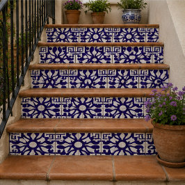 Royal Indigo Elegant Geometric Floral Mosaic