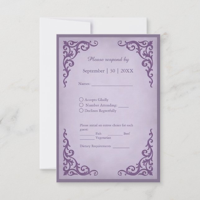 Royal Medieval Vintage Scroll Wedding RSVP Card (Frente)