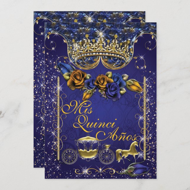 Royal Quinceañera e Sweet 16 Convites de festas (Frente/Verso)