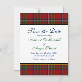 Royal Stuart Tartan Wedding Salve o Cartão de Data