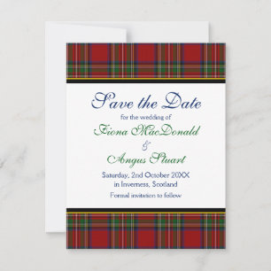 Royal Stuart Tartan Wedding Salve o Cartão de Data