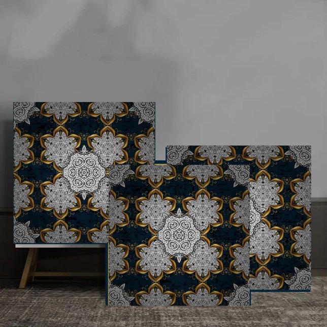 Royal White and Gold Mandala Baroque elegant flora (Criador carregado)