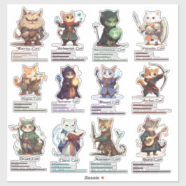 RPG Gatos, adesivos engraçados e bonitos para joga