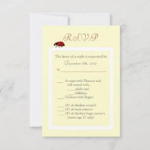 RSVP 3,5x5 Cartão R.S.V.P. Amarelo e Joaninha